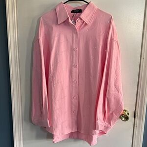 AKIRA Pink Button-Up Jean Jacket